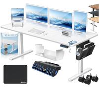 KESSER® Scrivania elettrica regolabile in altezza, Scrivania ergonomica per postura eretta, Controllo di memoria a 3 funzioni, incl. Ruote a 360° e Porta di ricarica USB, 160x70 cm - Bianco