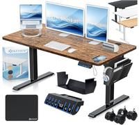 KESSER® Scrivania elettrica regolabile in altezza, Scrivania ergonomica per postura eretta, Controllo di memoria a 3 funzioni, incl. Ruote a 360° e Porta di ricarica USB, 120x60 cm - Marrone