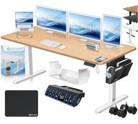 KESSER® Scrivania elettrica regolabile in altezza, Scrivania ergonomica per postura eretta, Controllo di memoria a 3 funzioni, incl. Ruote a 360° e Porta di ricarica USB, 160x70 cm - Beige