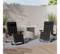 KESSER Sedia a sdraio pieghevole e resistente alle intemperie, portata 200 kg, imbottitura ergonomica extra larga, schienale regolabile, con cuscino cervicale e supporto per bevande, colore: antracite