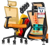 KESSER® Sedia da ufficio ergonomica con braccioli regolabili | Sedia girevole con supporto lombare per la schiena, sedia da scrivania con poggiatesta | funzione di inclinazione fino a 125° con 5 ruote