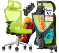 KESSER Sedia da ufficio ergonomica con bracciolo regolabile e poggiatesta | Sedia girevole con supporto lombare