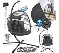 KESSER® Sedia sospesa Jungle con Struttura in Acciaio Sedia sospesa a Cestino incl. Grande Cuscino + Supporto per la Coperta - Sedia sospesa Sedia sospesa per Interni - Poltrona sospesa per Esterni
