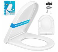 KESSER® Sedile per WC con meccanismo Soft-Close, Funzione di sgancio rapido e Soft-Close - in Duroplast con fissaggio in acciaio inox, WC Sedile a Forma di D
