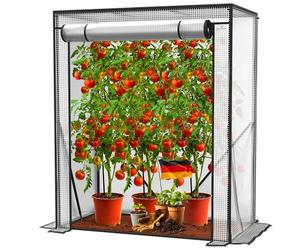 KESSER® Serra per pomodori di alta qualità, piccola serra per pomodori, serra, con porta da arrotolare, 100 x 50 x 150 cm, per aiuole, verdura, fiori, frutta, giardino