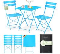 KESSER® Set da bistrot 3 pezzi con tavolo da bistrot e 2 sedie pieghevoli, set di mobili da giardino per esterni, resistente ai raggi UV e alle intemperie, tavolo da giardino e balcone, composto da