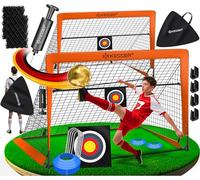 KESSER® Set di 2 cancelli da calcio per bambini, pieghevoli con aste in fibra di vetro e reti di alta qualità per interni, esterni e giardini, con borsa per il trasporto, cappello, pompa a sfera,