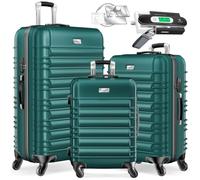 KESSER® Set di 3 valigie rigide da viaggio con 4 ruote, in ABS, manico telescopico, con bilancia e targhetta per bagagli, lucchetto, M-L-XL, 50 x 32 x 75 cm, Classico