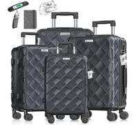 KESSER® Set di 4 valigie da viaggio in ABS, con serratura a combinazione, bilancia e portafoglio, ruote a 360°, bagaglio a mano e grande valigetta per trolley