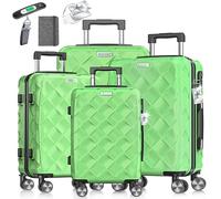KESSER® Set di 4 valigie da viaggio in ABS, con serratura a combinazione, bilancia e portafoglio, ruote a 360°, bagaglio a mano e grande valigetta per trolley