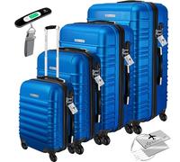 KESSER® Set di 4 valigie rigide, valigia da viaggio, set valigia trolley incl. bilancia per bagagli + etichetta per bagagli, serratura, 4 ruote ABS guscio duro manico telescopico S-M-L-XL