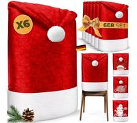 KESSER® Set di 6 coprisedia per Natale, coprisedie per Natale, cappello da Babbo Natale, coprisedie, decorazioni natalizie per sedie, coprisedie con design natalizio