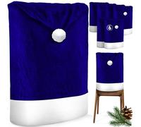 KESSER® Set di 6 coprisedia per Natale, coprisedie per Natale, cappello da Babbo Natale, coprisedie, decorazioni natalizie per sedie, coprisedie con design natalizio