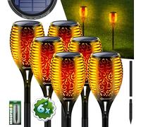 KESSER® Set di luci solare da giardino con fiamma, supporto a parete + sensore di luce, resistente alle intemperie, 12 LED (set da 6)