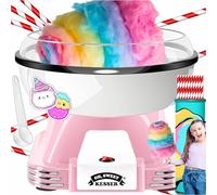 KESSER® Set di Macchine per Zucchero Filato per la Tua casa, con 30 Bastoncini di Zucchero Filato e cucchiai dosatori - Macchina retrò Cotton Candy, con Accessori - Altezza 22 cm - 500 W Rosa Bianco