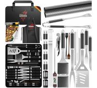 KESSER® Set di posate per barbecue, 37 pezzi, accessori per barbecue in acciaio inox, con pinza, paletta per barbecue, spatola 4 in 1, forchetta per barbecue, spiedino, termometro, cavatappi,