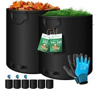 KESSER® Set di sacchi per foglie Sacco per rifiuti da giardino incl. Guanti, Robusto e pieghevole, Sacchi per foglie e l'erba tagliata Sacchi per rifiuti da giardino, 6x 500 Litri, Nero