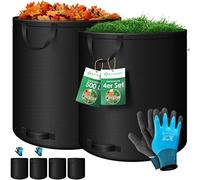 KESSER® Set di sacchi per foglie Sacco per rifiuti da giardino incl. Guanti, Robusto e pieghevole, Sacchi per foglie e l'erba tagliata Sacchi per rifiuti da giardino, 4x 500 Litri, Nero
