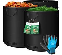 KESSER® Set di sacchi per foglie Sacco per rifiuti da giardino incl. Guanti, Robusto e pieghevole, Sacchi per foglie e l'erba tagliata Sacchi per rifiuti da giardino, 3x 272 Litri, Nero