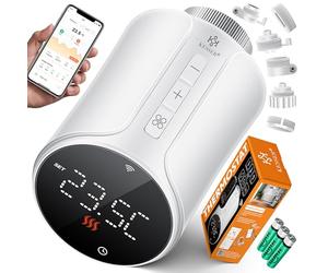 KESSER® Set di termostati per radiatori 4 pezzi WiFi Regolatore di riscaldamento | Termostato per riscaldamento WLAN con controllo tramite app Smart Home | Termostato Alexa, Google Assistant con 6