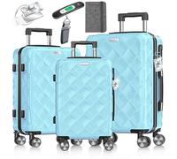 KESSER® Set di valigie da viaggio, 3 pezzi, ABS, serratura a combinazione, bilancia e portafoglio, ruote a 360°, bagaglio a mano e grande valigetta