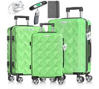 KESSER® Set di valigie da viaggio, 3 pezzi, ABS, serratura a combinazione, bilancia e portafoglio, ruote a 360°, bagaglio a mano e grande valigetta