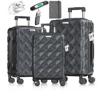 KESSER® Set di valigie da viaggio, 3 pezzi, in ABS, con serratura a combinazione, bilancia e portafoglio da viaggio, ruote a 360°, bagaglio a mano e grande valigetta per trolley da lavoro e da viaggio