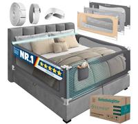 KESSER® Sponda di protezione per letto da 180 cm, regolabile in altezza | Lettino anticaduta per neonati e bambini, con sicurezza per bambini, abbassabile verticalmente, facile da montare, lavabile