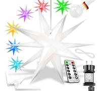 KESSER® Stella Luminosa 3D 100 cm, di Natale a LED Con Timer per Interni ed Esterni, dell'Avvento Sospesa Illuminata + Luce Bianca Calda