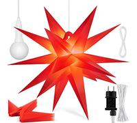 KESSER® Stella luminosa 3D 60 cm, Stella di Natale a LED con timer per interni ed esterni, Stella dell'Avvento Stella sospesa illuminata + luce bianca calda