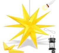 KESSER® Stella Luminosa 3D 60 cm, Stella di Natale a LED con Timer per Interni ed Esterni, Stella dell'Avvento Stella sospesa illuminata + Luce Bianca Calda