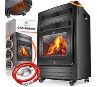 KESSER® Stufa a Gas Riscaldatore a Gas Stufa radiante 3,4 kW Camino a Gas, 2 Livelli di Calore, Stufa radiante a Gas a infrarossi 3400W Riscaldamento a Gas, bombole di Gas butano Fino a 11kg, Nero