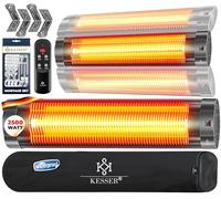 KESSER® Stufa a infrarossi da 2500 W, con telecomando, 3 livelli, riscaldamento istantaneo, supporto da parete, per terrazze, al quarzo, con custodia protettiva, timer, antracite