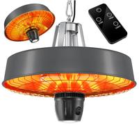 KESSER® Stufa a soffitto, a infrarossi, 2500 W, con telecomando, al quarzo, luce a LED, con catena e moschettone, elemento riscaldante in carbonio