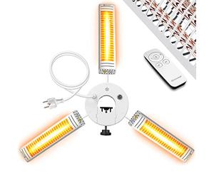 KESSER® Stufa radiante a infrarossi 3000W per terrazzo Riscaldatore a Ombrello al Quarzo per la ristorazione, Stufa radiante per Esterni a infrarossi con Telecomando | Altezza Regolabile, d'Argento