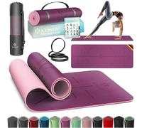 KESSER® Tappetino da ginnastica con cinghia di trasporto Tappetino da yoga in TPE imbottito antiscivolo e Tappetino da fitness antiscivolo, 183 x 61 Tappetino da allenamento extra spesso, viola