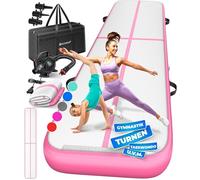 KESSER® Tappeto da palestra, con Borsa di Trasporto e Pompa ad Aria Elettrica, Yoga, Fitness, Tumbling, Ginnastica, Tappeto da allenamento, Gonfiabile, 600x100x10 cm/Rosa