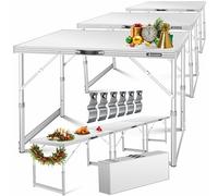 KESSER® Tavolo multifunzione professionale 3 pezzi, 100 x 60 cm, tavolo da tappezzeria, portata 30 kg, con funzione allungabile, tavolo pieghevole, tavolo da campeggio e da campeggio regolabile (Weiß)