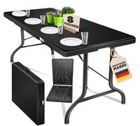 KESSER Tavolo pieghevole per buffet, in plastica, 183 x 76 cm, per giardino, terrazza e balcone, pieghevole, per 6 persone, con maniglia