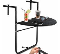 Kesser Tavolo sospeso balcone pieghevole, 3 posizioni, regolabile altezza, resistente intemperie, 2 posti bevande, 62x60 cm, nero