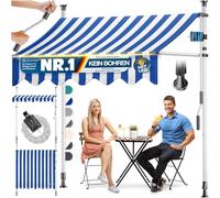 KESSER® Tenda da sole con manovella e catena luminosa a LED, tenda da sole senza fori, resistente ai raggi UV, regolabile in altezza e impermeabile, protezione solare per balcone, terrazza e giardino