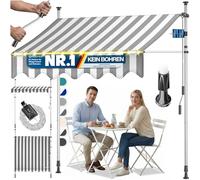 KESSER® Tenda da sole con manovella e catena luminosa a LED, tenda da sole senza fori, resistente ai raggi UV, regolabile in altezza e impermeabile, protezione solare per balcone, terrazza e giardino