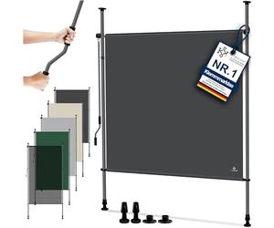 KESSER® Tenda da sole verticale con morsetto per esterni, allungabile e opaca, tenda da sole verticale con manovella, protezione per balcone e terrazza, impermeabile, Antracite, 120 x 310 cm