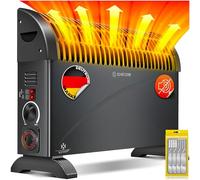KESSER® Termoconvettore Riscaldatore da 2000 watt, timer 24 ore | controllo termico continuo | Riscaldamento turbo | 3 livelli | Vassoi per il trasporto, nero