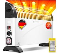 KESSER® Termoconvettore Riscaldatore da 2000 watt, timer 24 ore | controllo termico continuo | Riscaldamento turbo | 3 livelli | Vassoi per il trasporto, bianco