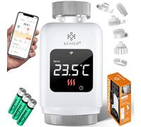 KESSER Termostato per Radiatore WiFi Controller di Riscaldamento, Controllo App Smart Home, Alexa, Google Assistant, 6 Valvole per Radiatore, Bianco, Wi-Fi, Stile Moderno Minimalista