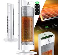 KESSER® Termoventilatore con telecomando, a risparmio energetico, silenzioso, 2000 W, in ceramica, 15-30 °C, riscaldamento rapido con funzione di oscillazione di 80°, timer, riscaldamento a torre