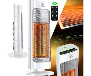 KESSER® Termoventilatore con telecomando, a risparmio energetico, silenzioso, 2000 W, in ceramica, 15-30 °C, riscaldamento rapido con funzione di oscillazione di 80°, timer, riscaldamento a torre