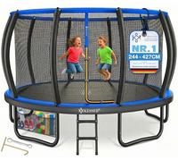 KESSER® Trampolino esterno Ø 244/305/366/427 cm, certificato GS trampolino da giardino per bambini e adulti < 50 kg con rete di sicurezza, inclusa borsa, scala, copertura del bordo e aste in rete