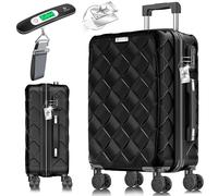 KESSER® Valigia da viaggio bagaglio a mano in ABS rigido con serratura a combinazione, bilancia e portafoglio da viaggio, ruote a 360°, trolley per business e viaggi, Nero , 66cm - 84L, Classico